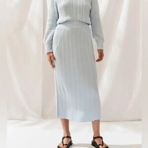 Sancia Sky Blue Ribbed Midi Skirt Size M